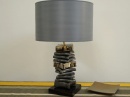 Lampa stołowa CAREA złoto szara 40x60cm [AZ02075]